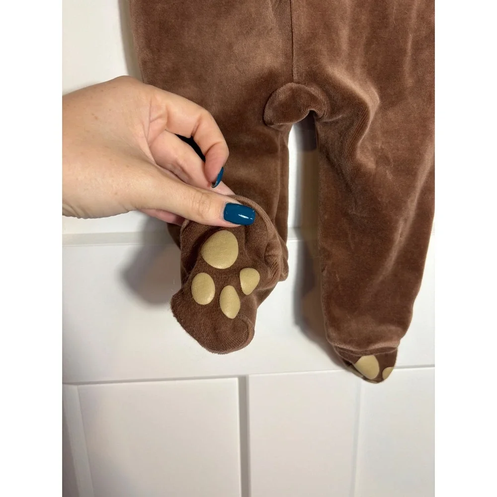 Baby Gap Brown Bear Hooded Onesie Size 3-6 months‎